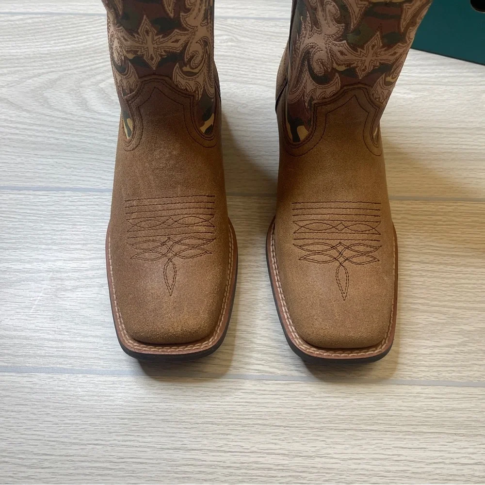 Ariat Lonestar Square Toe Light Brown Camo Western Cowboy Boots Boy’s size 5